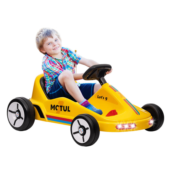 AIYAPLAY Electric Go Kart, 6V Battery Powered Kids Go Kart with Music, Light, Horn, Kids, Ride on Car for 3-5 Years, Yellow