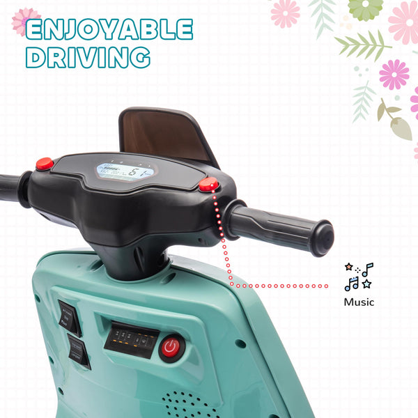 AIYAPLAY 6V Kids Electric Motorbike, Ride on Motorbike with Headlight, Music, Forward Reverse, Training Wheels, for Ages 18-36 Months, Black