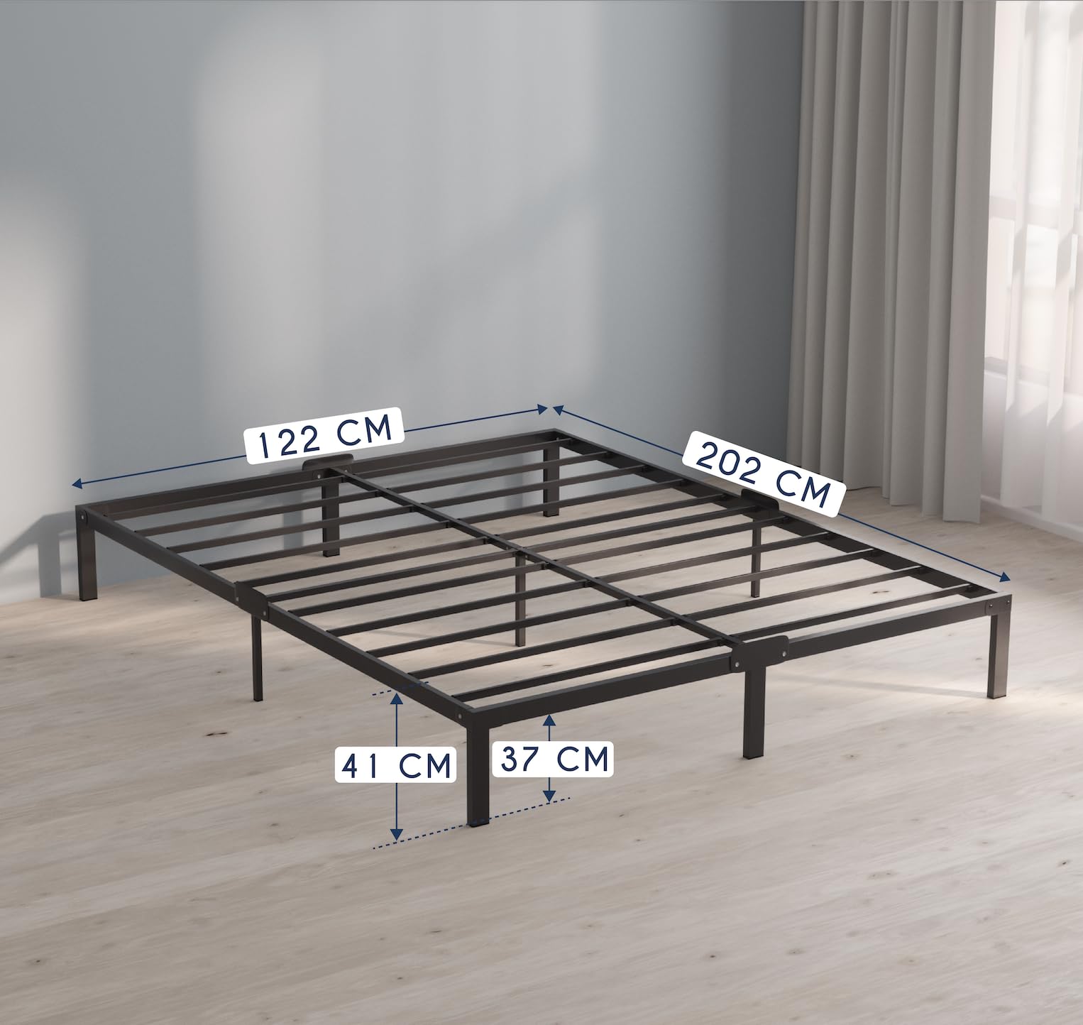 Dreamzie Small Double Bed Frame Metal 120x200 with Storage Sturdy and 20min Easy Assembly Bed Frames - Large Storage with 41cm Height