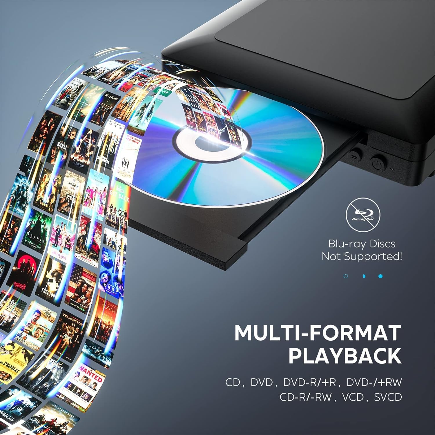 Ceihoit DVD Player HDMI for TV, Mini 1080P HD DVD CD/Disc Player with HDMI/AV Output, Cables Included, USB Input, Supported DVD-VCR Combo Built-in PAL/NTSC System