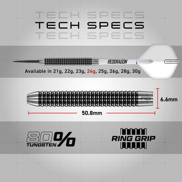 RED DRAGON Pegasus Professional Tungsten Steeltip Darts Set Available in 21, 23, 24, 25, 26, 28, 30 Gram with Flights, Stems (Shafts) and Wallet