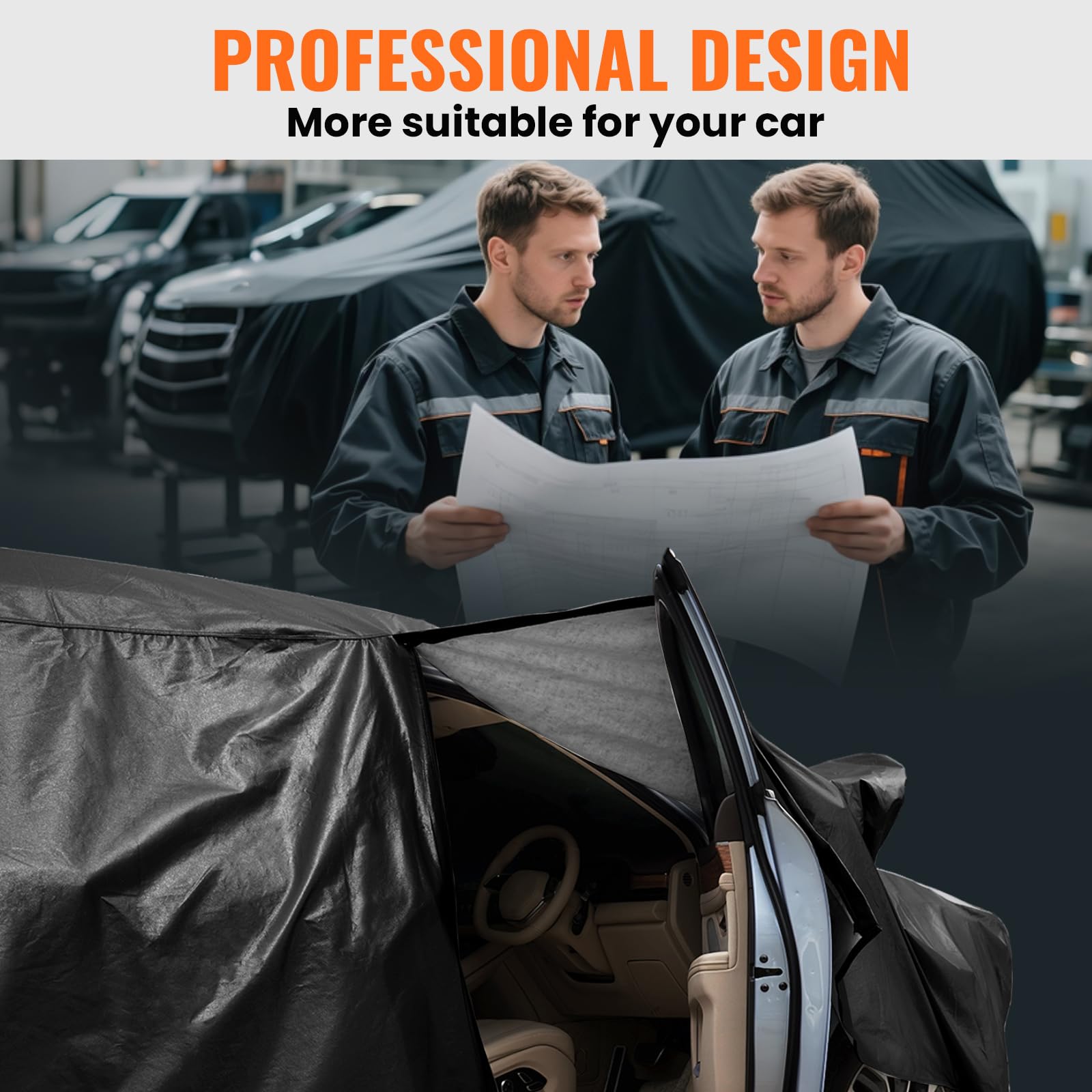 Car Cover Custom Fit for Mini Convertible F57(2016-2023), Car Covers for Outside Storage Waterproof Breathable, Full Cover Outdoor All Weather Protection Rain Sun Dust with Zip and Cotton(Black)