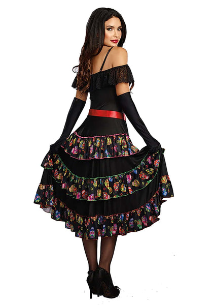 Dreamgirl 10680 Lady of the Dead or Calavera Catrina, womens, Multi, XL