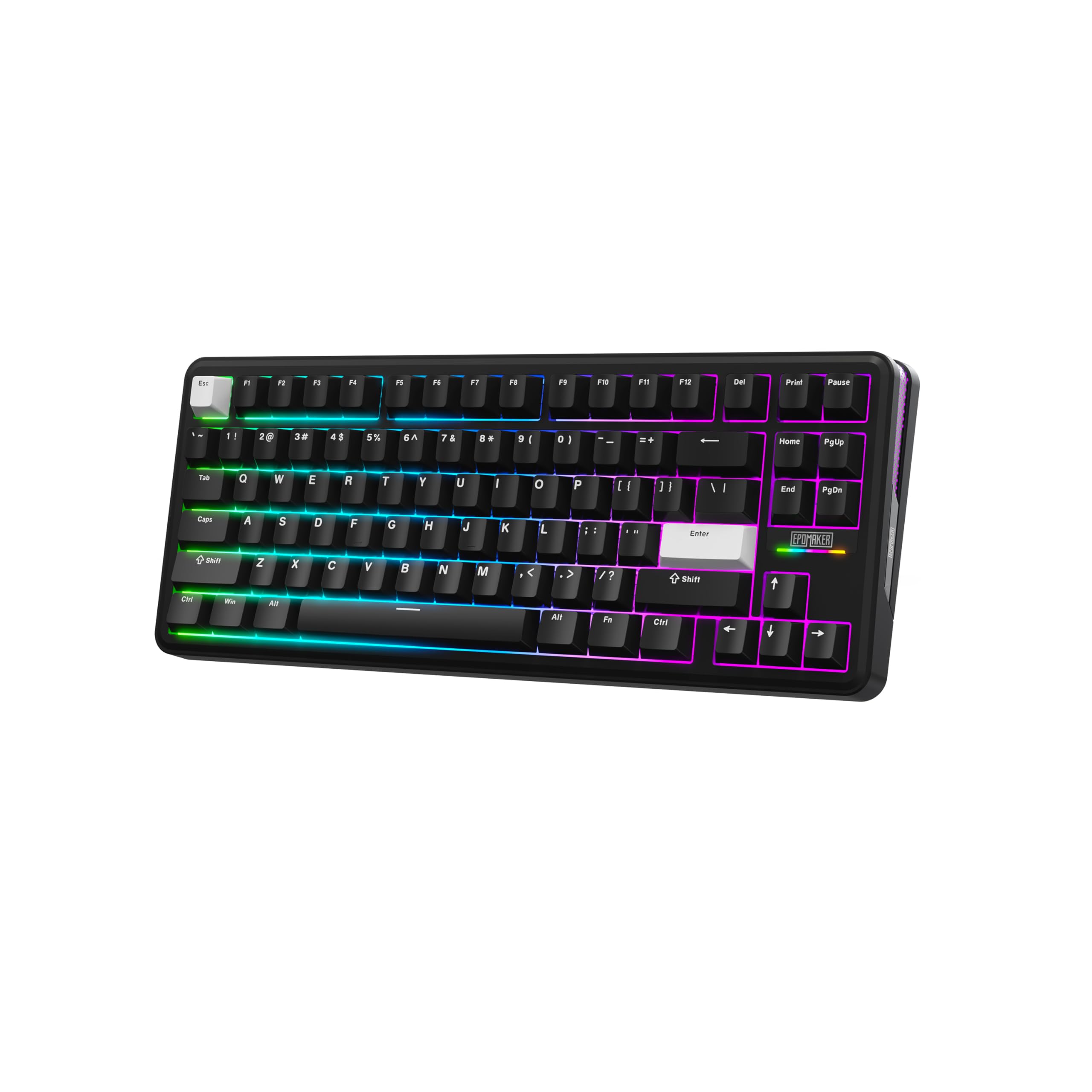 EPOMAKER TH85 QMK/VIA Mechanical Gaming Keyboard, BT/2.4Ghz Wireless, RGB, Hot-Swappable & Programmable Keys in US 75% Layout (Black&White, Creamy Jade Switch)