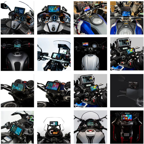 AIO-5 Lite Motorcycle Carplay Android Auto GPS Navigation System, BSD, STARVIS HDR 5" LCD, 60FPS,5G Wi-Fi BT, IP67 Waterproof, Support Siri Google Assistant, 24H Parking Mode, Dedicated App