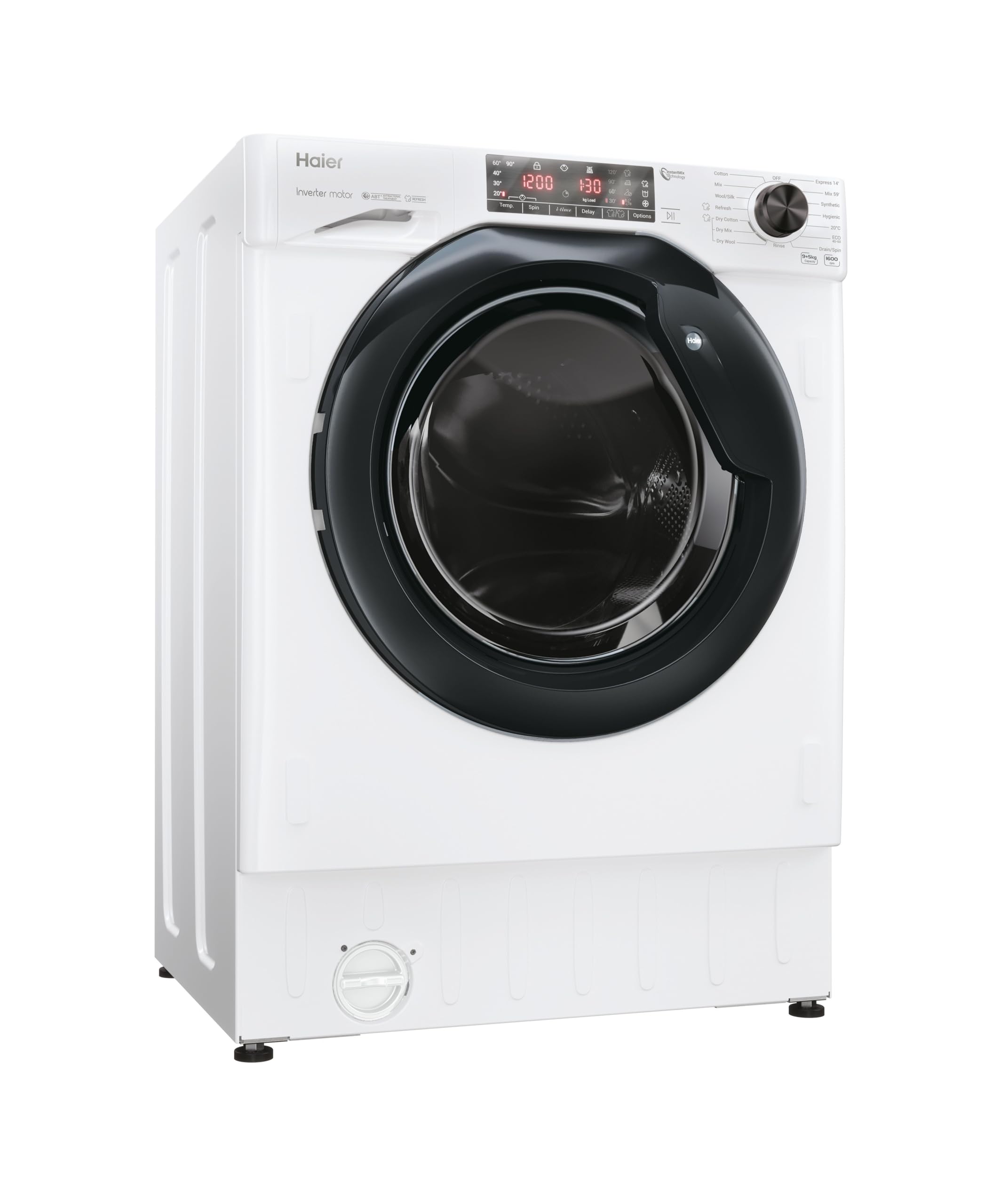Haier HWQ90B416FWB-UK 9kg Integrated Washing Machine, A Rated, White & Black