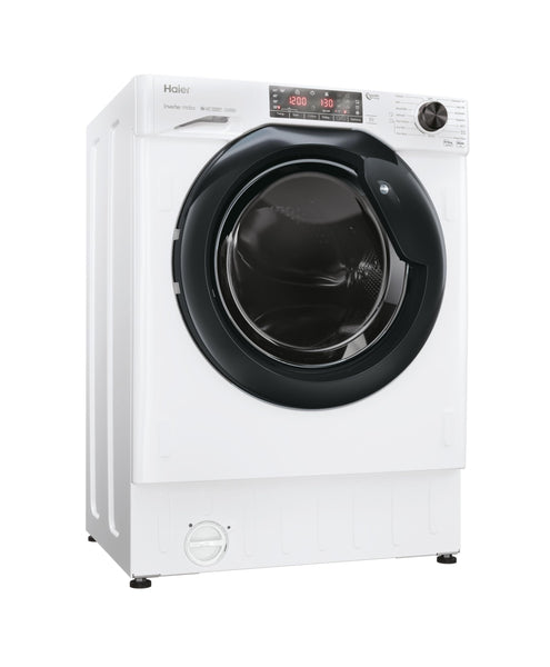Haier HWQ90B416FWB-UK 9kg Integrated Washing Machine, A Rated, White & Black