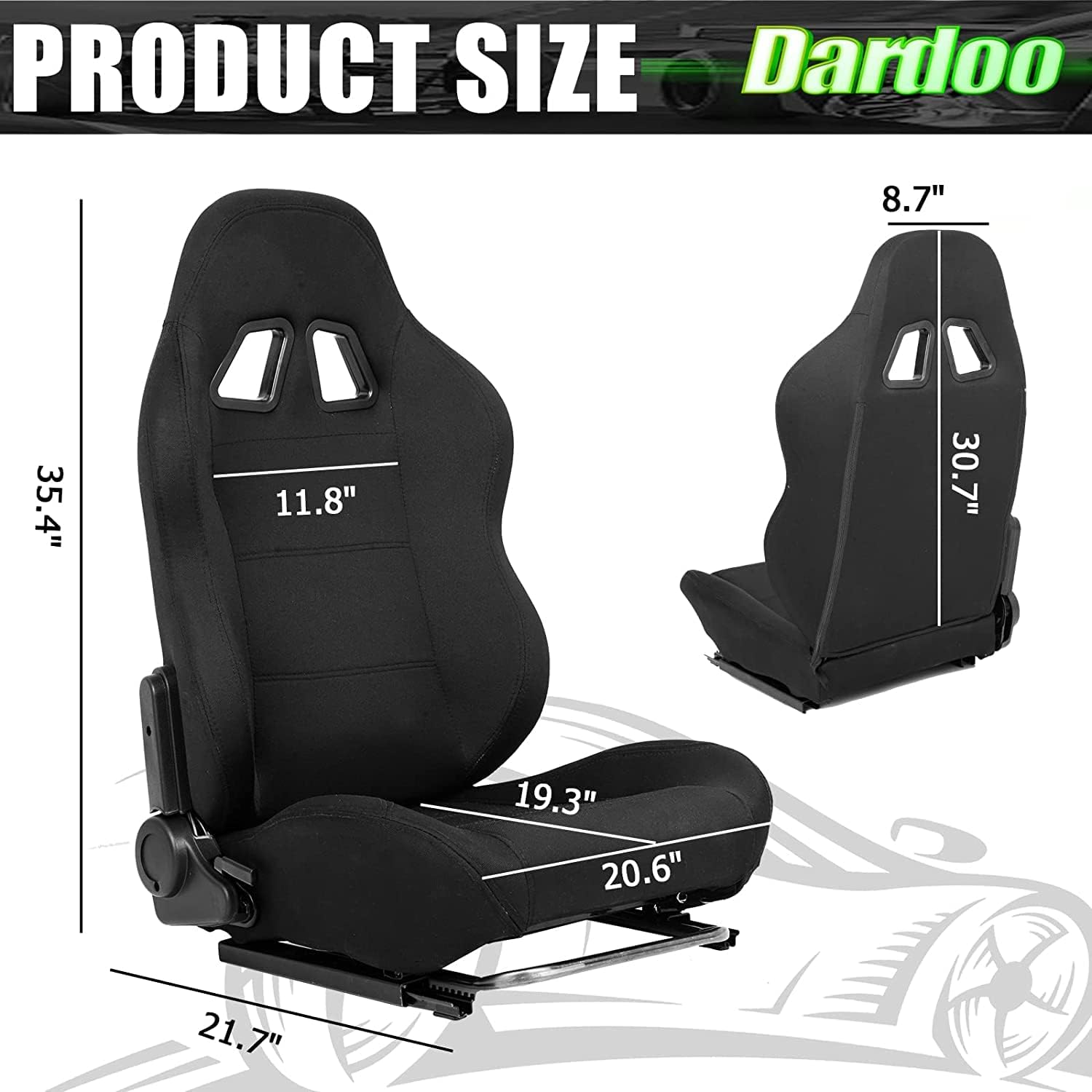 Dardoo Ergonomic Racing Seat with Adjustable Double Slide Simulator Cockpit Racing Gaming Seat Adapt Gaming Simulator Cockpit Racing Wheel Stand Video Game Chairs With Lumbar Support Black