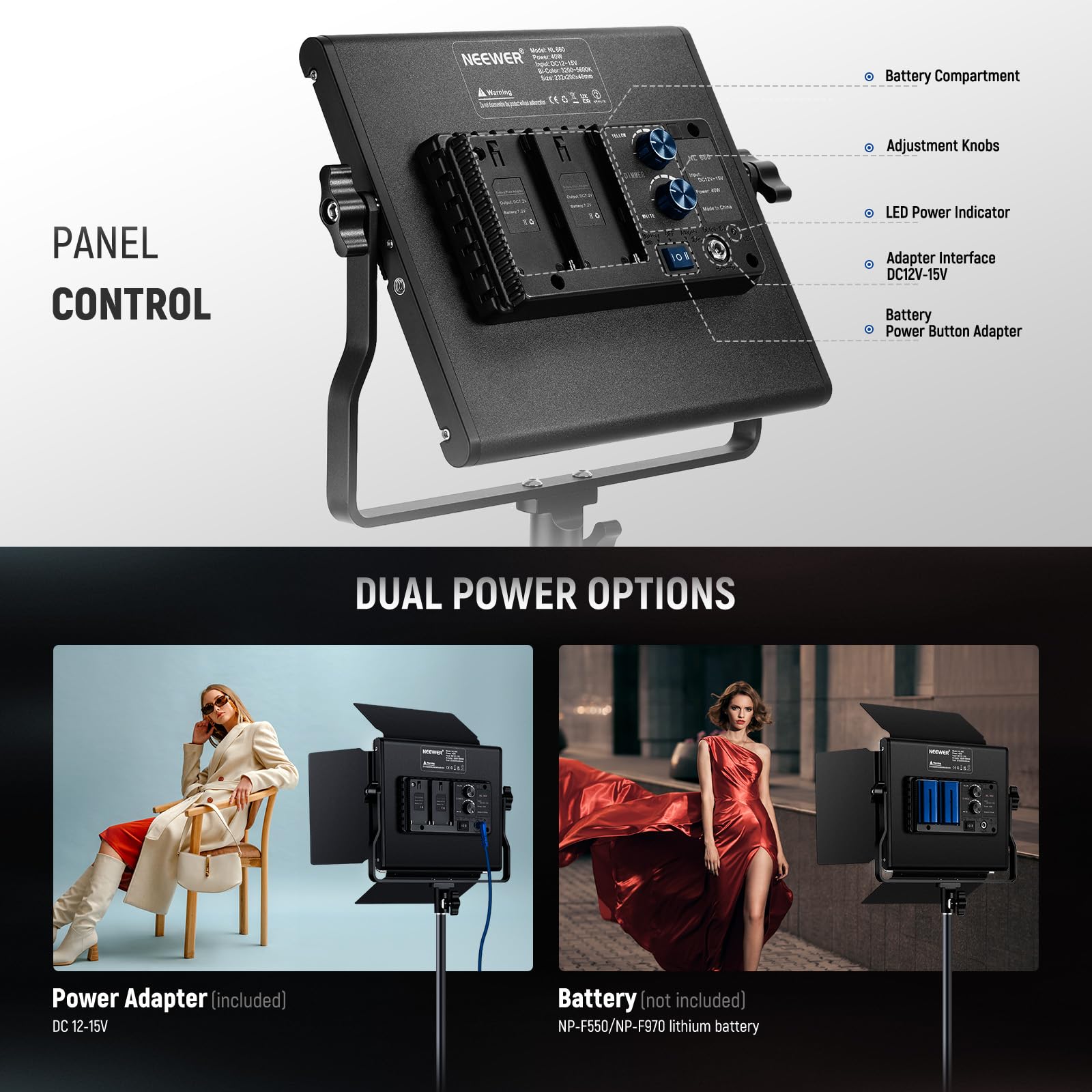 NEEWER Upgraded 660 PRO II RGB LED Video Light with App Control & Tripod Stand Kit, 2 Pack 50W/1% Min Dimming/CRI97+/3200~5600K Key Lighting for Game Streaming YouTube Recording Studio Photography