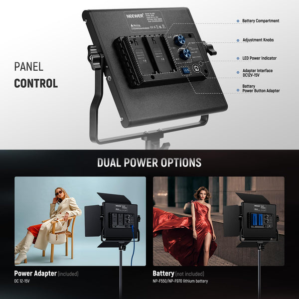 NEEWER Upgraded 660 PRO II RGB LED Video Light with App Control & Tripod Stand Kit, 2 Pack 50W/1% Min Dimming/CRI97+/3200~5600K Key Lighting for Game Streaming YouTube Recording Studio Photography