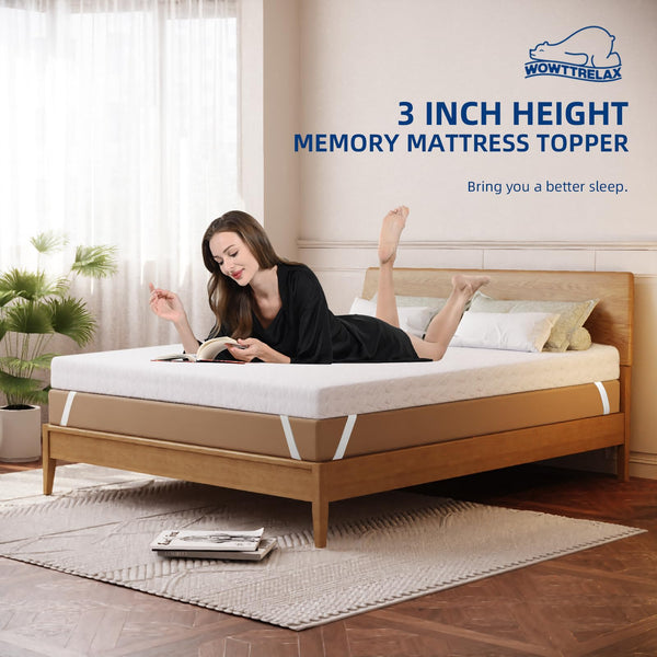 WOWTTRELAX Dual-Layer 2 Inch Memory Foam Mattress Topper, King Size with Anti-Mite & Breathable Knitting Cover, Cooling Mattress Topper for Back Pain (150x200x5cm)