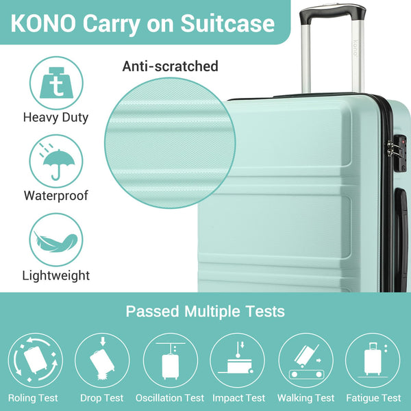 Kono Fashion Hand Luggage Lightweight ABS Hard Shell Trolley Travel Suitcase