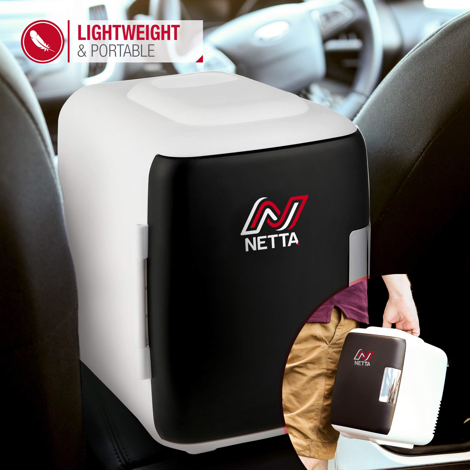 NETTA 5L Mini Fridge - Portable Small Fridge for Drinks, Snacks, Skincare - For Bedroom, Student Dormitory, Office With Cooling And Warming Function - AC/DC Portable – Black