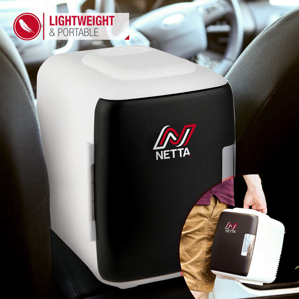 NETTA 5L Mini Fridge - Portable Small Fridge for Drinks, Snacks, Skincare - For Bedroom, Student Dormitory, Office With Cooling And Warming Function - AC/DC Portable – Black