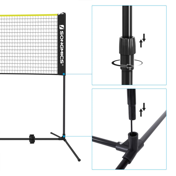 SONGMICS 3 m Badminton Net, Volleyball Net, Adjustable Poles Height, Portable Set for Tennis