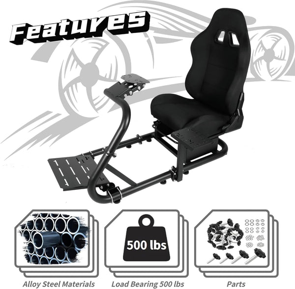 Dardoo Racing Simulator Cockpit with Seat Adjustable Cockpit Simulator Fit for Logitech G923 G29 G920, Thrustmaster Wheels Stabilized Driving Sim Cockpit, Without Wheel, Pedal and Hand Brake