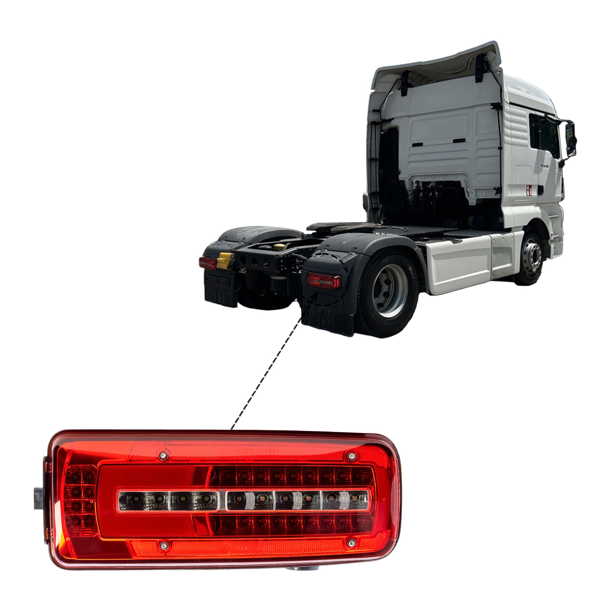Driver Right Side Full LED Tail Light Rear Lamp 24V with Reverse Buzzer Alarm for DAF Truck XF CF LF XG XD