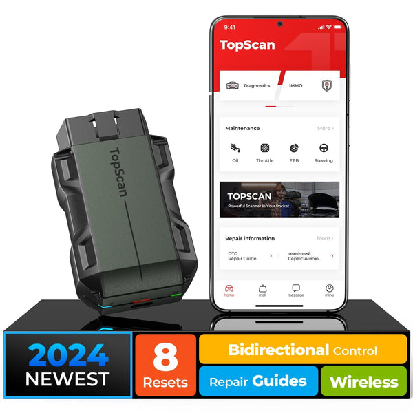 TOPDON Topscan OBD2 Scanner Bluetooth, Wireless OBD2 Code Reader with Active Test, 8 Reset, Car Diagnostic Tool for All System, Vehicle Performance Test for iPhone & Android, All Software 1 Year Free