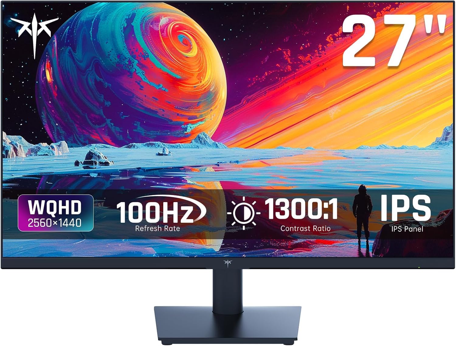 KTC Flat 32 Inch Monitor, QHD 1440P 2K@100Hz IPS Large Computer Monitor, Ultra Thin Bezels, Anti-Blue Light, HDR10, 103% sRGB, 86% DCI-P3, 350 Nits, 3ms MPRT, Adaptive Sync for Working and Gaming