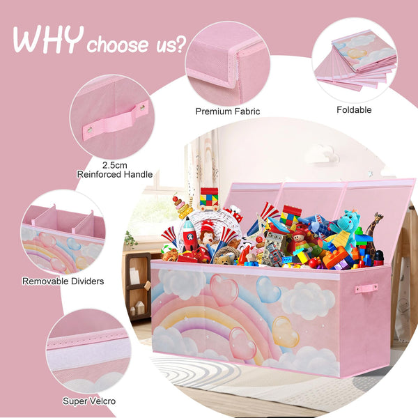 ELUCHANG Toy Storage Box, 147L Large Foldable Kids Toy Chests & Boxes for Boys Girls,Toy Storage Organiser with Flip-top Lid, Childrens Storage Box