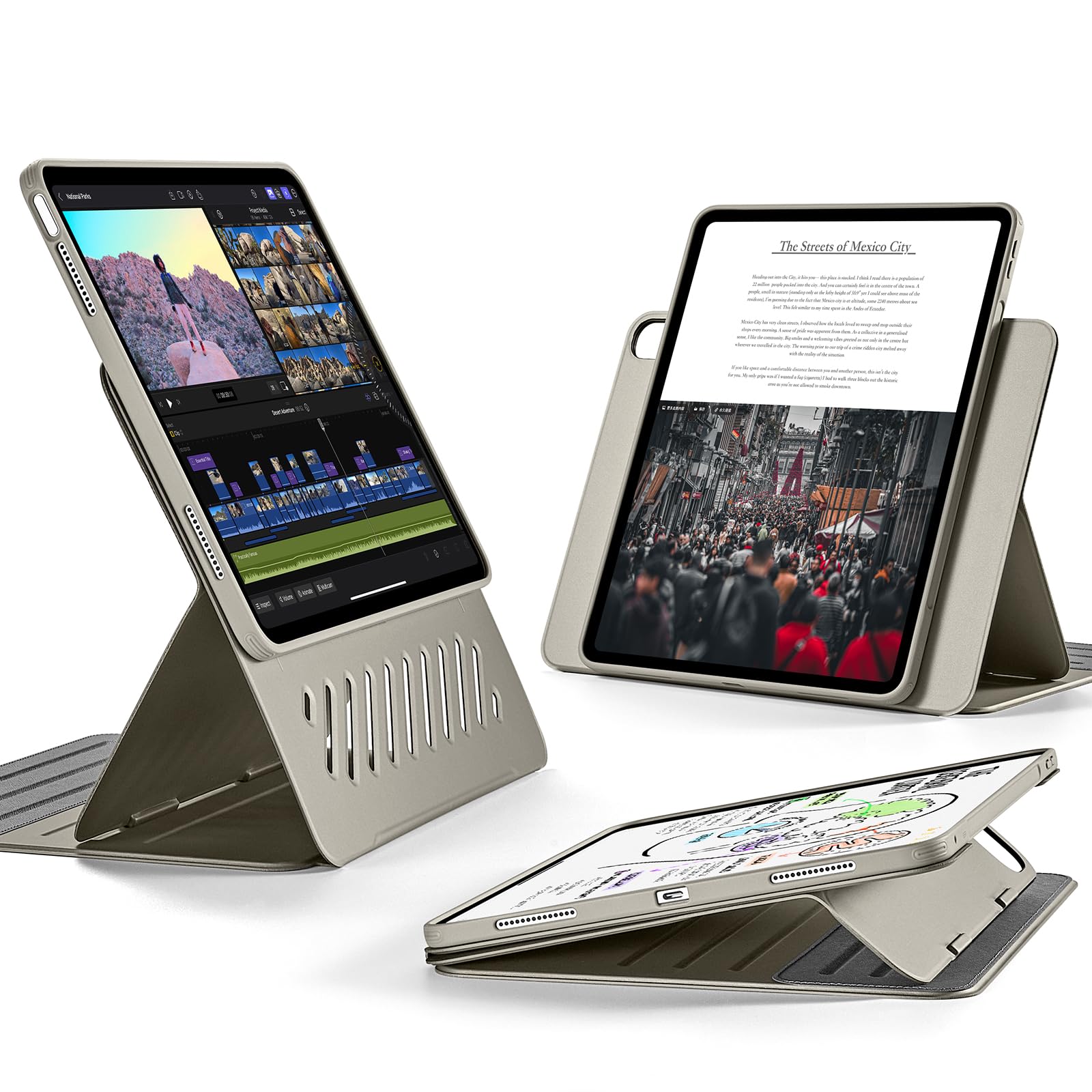 ESR for iPad Pro 12.9 Case (6th/5th Generation, 2022/2021), Removable Magnetic Cover, Adjustable Portrait/Landscape Stand with Raised Display View, 9 Standing Angles, Shift Series, Black