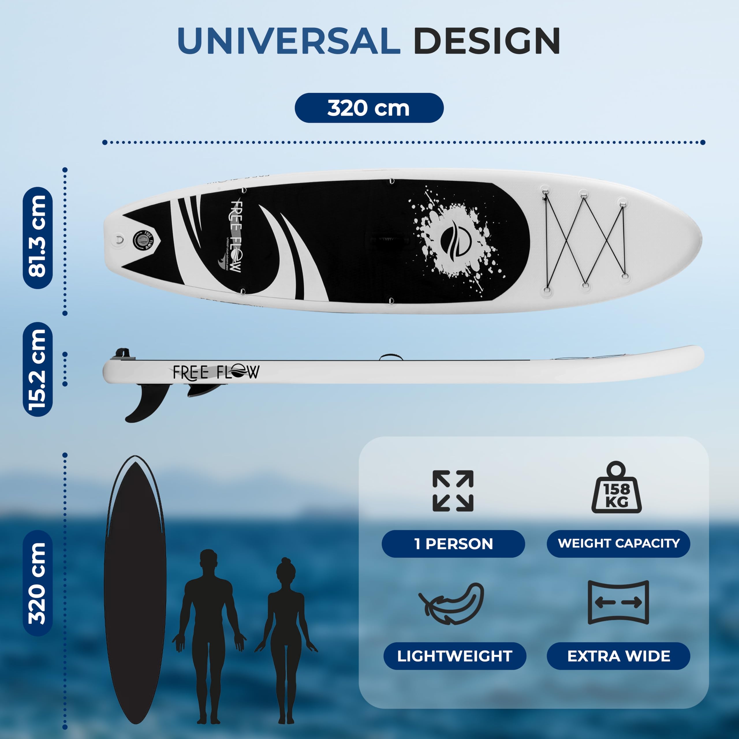 SereneLife Inflatable Stand Up Paddle Board, SUP Board- Paddleboards for Adults & Youth, Surfing Board Kit, 0.63cm Thick Standup Paddleboarding, Non-Slip Deck, Wide Stance, Surf Control w/Backpack