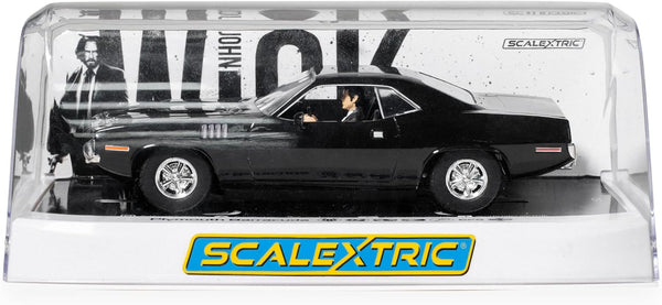 Scalextric Cars - C4595 John Wick Plymouth Barracuda, John Wick Chapter 4 - Toy Slot Car for use with Race Tracks and Set - Gift Ideas for Kids and Adults, Scalextric Accessories