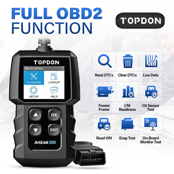 TOPDON CarPal-A OBD2 Code Reader Bluetooth, All System OBD2 Scanner for iOS & Android, Vehicle Health Check, 6 Maintenance Services, Smog Check, Repair Guide, 1 Year Free Update