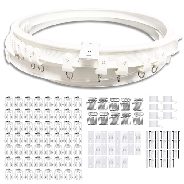 Flexible Ceiling Curtain Track | 7 m Curved Curtain Rail with Mute Rollers | Bendable Mount for Shower Bay Window RV Curtain Room Divider