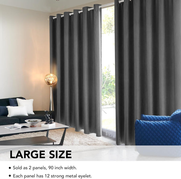 Deconovo Blackout Curtains Eyelet Super Soft Thermal Insulated Ring Top Blackout Curtains for Nursery 46 x 54 Drop Inch Dark Grey 2 Panels