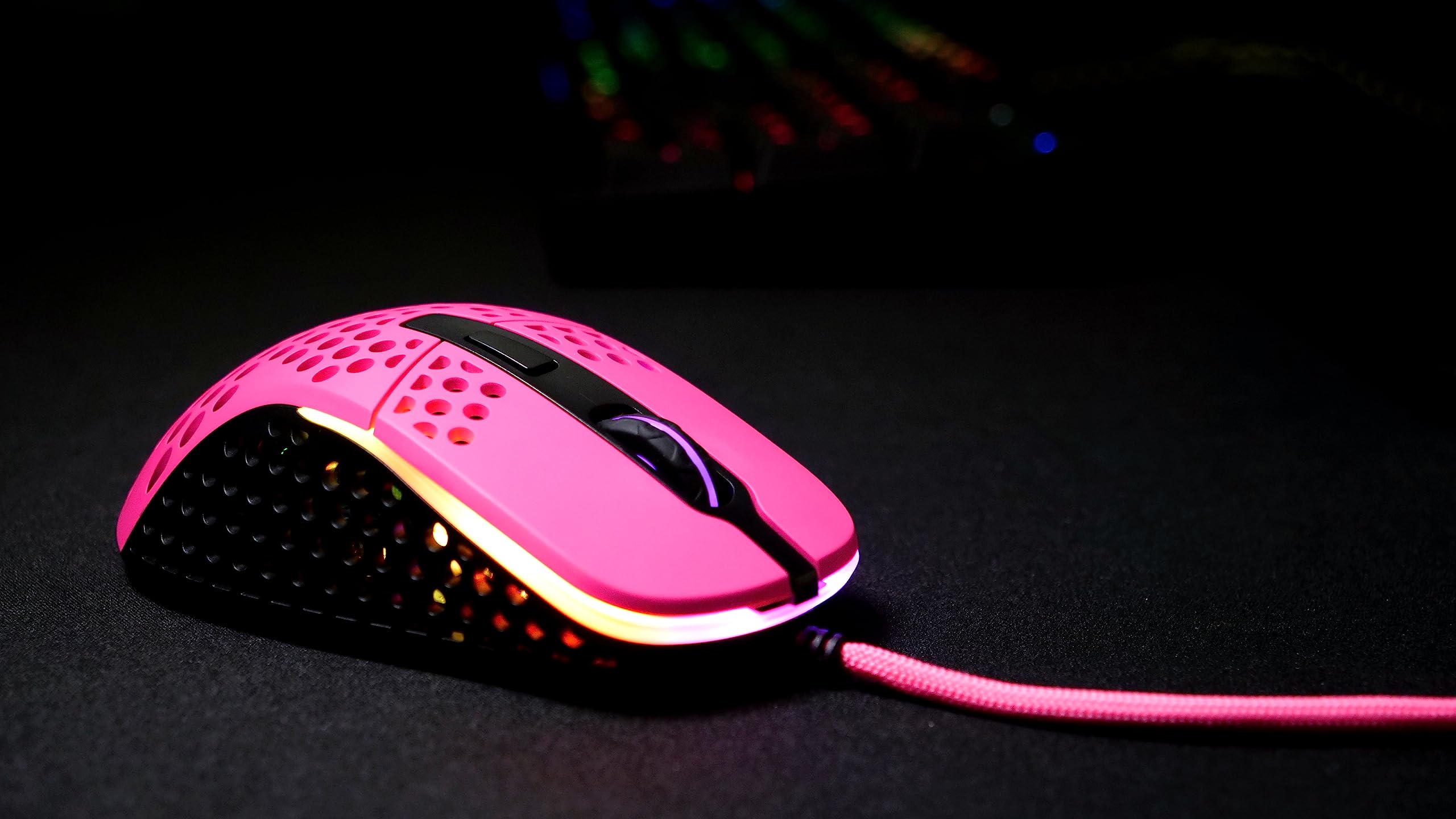 Xtrfy M4 RGB, Ultra-Light Wired Gaming Mouse, Ergonomic Design for Right-Handers, Pixart 3389 Sensor, Adjustable RGB Lighting, Pink Edition