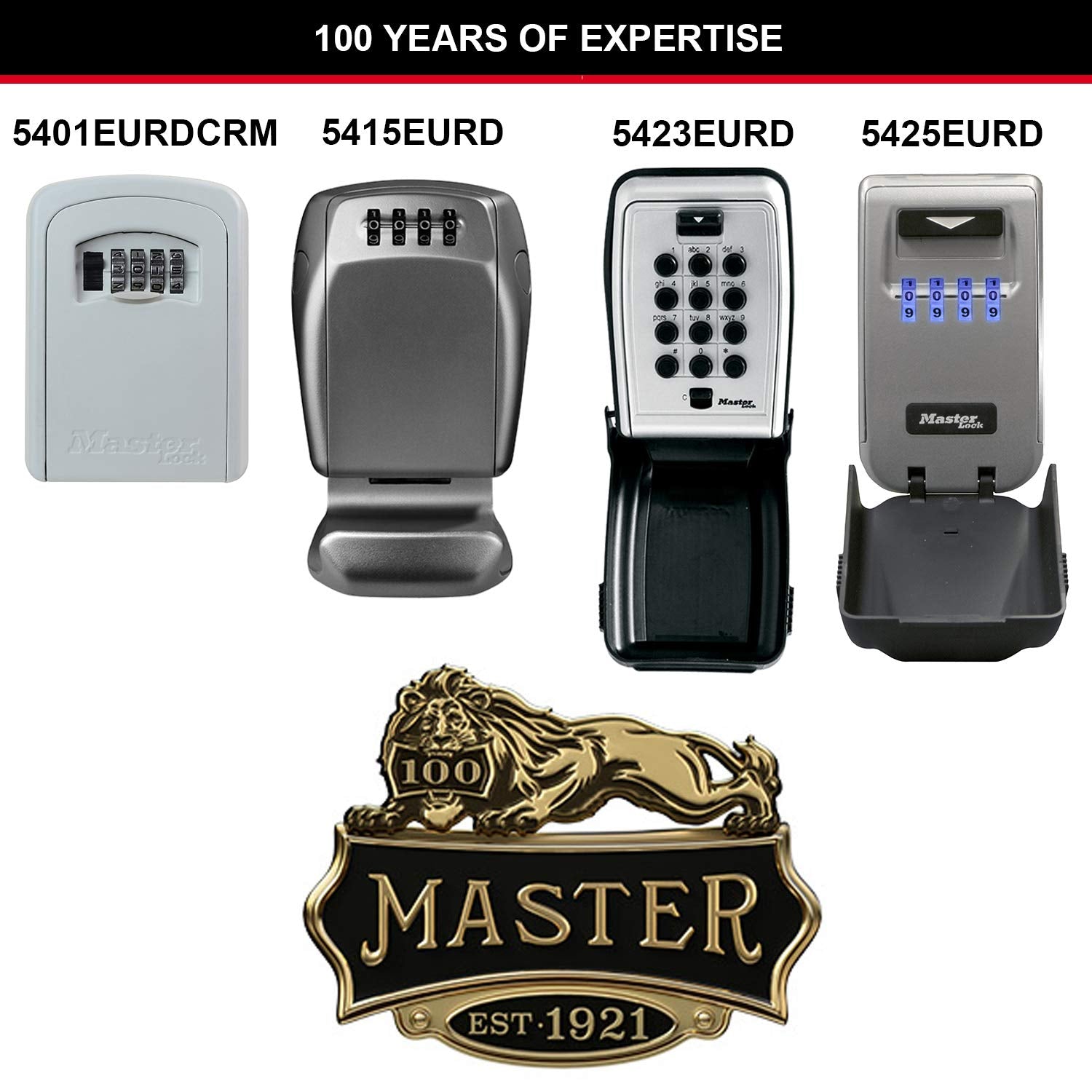 MASTER LOCK Extra Large Key Safe Wall Mounted, XL 106 x 146 x 53 mm, Outdoor, Mounting Kit, for Home Office Industries Vehicles, Black & Silver