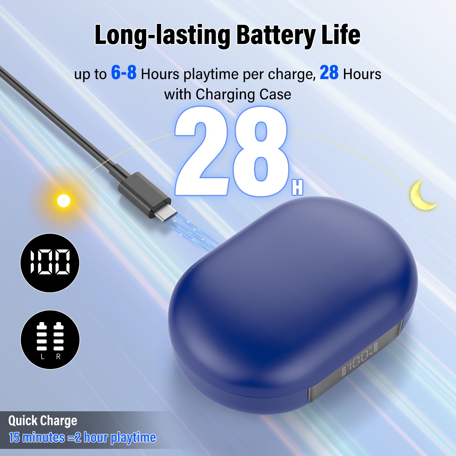 STECEi Open Ear Headphones, Bluetooth 5.4 Wireless Earbuds with Adjustable Ear Hooks, Powerful Sound, Air Conduction Earbuds with Mic, 36H playtime, Ultra-Comfort, IPX7 Waterproof Sports Earphones