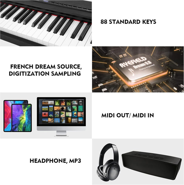 MUSTAR Digital Piano 88 Weighted Keys Hammer Action, Full Size 88 Key Piano Keyboard Weighted, Electric Keyboard Piano with Bluetooth Connection, Portable Case, Sustain Pedal, White