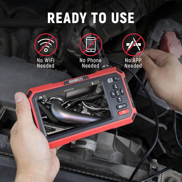 Endoscope Endoscope Camera Dual Lens, KAIWEETS 1920P 5" IPS Split-Screen Display Inspection Cameras with Light, 6.9mm IP67 Waterproof Borescope, 16.5FT Detachable Semi-Rigid Cable, Gadgets for Men