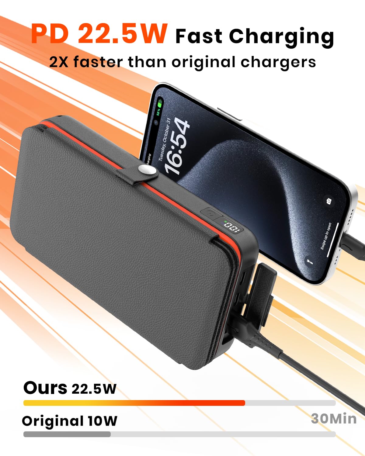 Paloceru Solar Power Bank 26800mAh - Portable Solar Charger with 4 Foldable Panels – PD QC 3.0 Fast Charging Battery Bank with USB C Output/Input - Outdoor Battery Pack with Flashlight for Camping