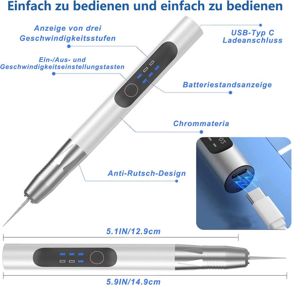 Airminti Engraving Pen Electric Engraving Tool Kit USB Cordless Rechargeable Engraving Pen Mini DIY Engraver Pen for Carving Glass Wood Metal Stone Plastic Nails Jewelry (Silver)