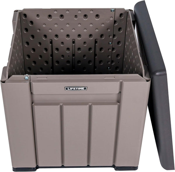 LIFETIME Outdoor Storage Box, 51 x 51 x 51 cm, 95 Litre, Square Storage Chest, UV Protection, Storage Bench, Large Toy Chest, Patio Furniture, Garden Cabinets