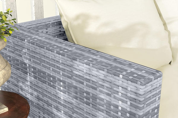 bigzzia Rattan Garden Furniture Set, 4 piece Patio Rattan furniture sofa Weaving Wicker includes 2 Armchairs,1 Double seat Sofa and 1 table (Black)