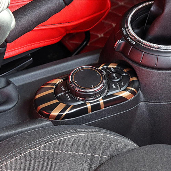 ABS Plastic Center Console Multimedia Gear Shift Panel Frame Trim Cover for Mini Cooper F55 Hardtop F56 Hatchback F57 Convertible 2014~2020 (Union Jack Gray)