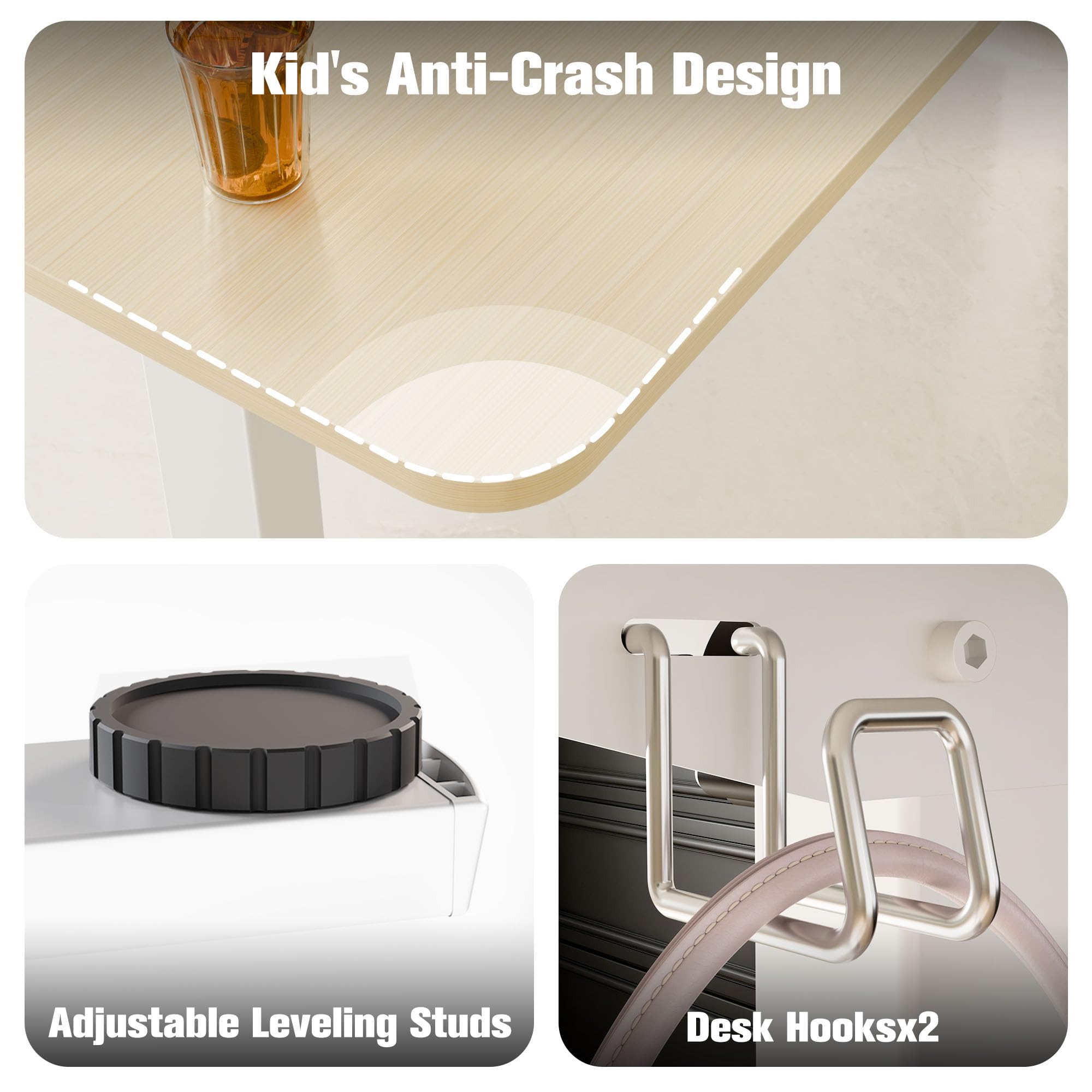 ERGOMAKER Electric Height Adjustable Standing Desk 80x60cm (31.5"x23.6"), Sit Stand Desk with Splicing Top for Home Office (Black Frame + Black Desktop)