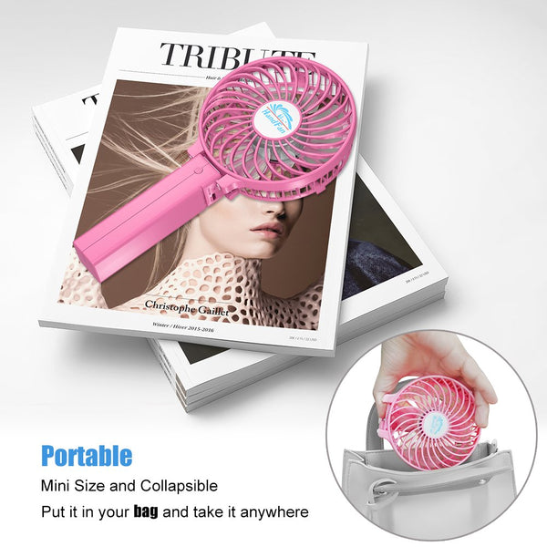 VersionTech Hand Held Fan,Portable Handheld USB Rechargeable Fans with 3 Speeds,Battery Operated Electric Powered Mini Foldable Desk Desktop Fans for Home Office Ceiling Travel Black