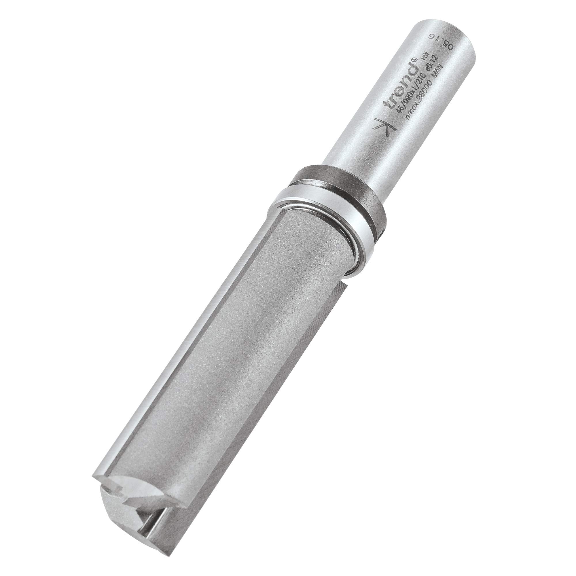 Trend Professional Guided Trimmer, 1/2 Inch Shank, 12.7mm Cut Diameter, 50mm Cut Length, Tungsten Carbide Tipped, 46/23X1/2TC