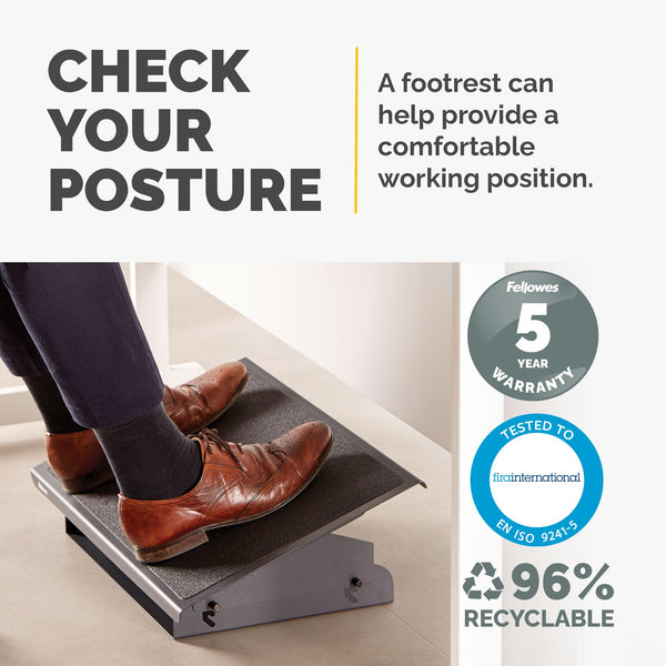 Fellowes Foot Rest Under Desk - Professional Series Under Desk Foot Rest Ergonomic Foot Rest with 3 Height Adjustable Positions & Non-Slip Platform