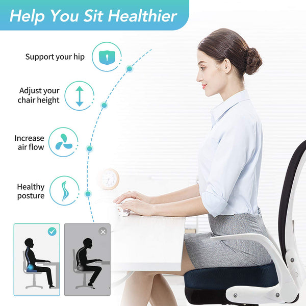 Feagar Seat Cushion for Back Pain - Orthopedic Non-Slip Memory Foam Coccyx Cushion for Tailbone Relief Sciatica Hemorrhoid, Office Chair Cushions