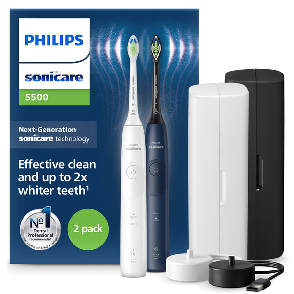 Philips Sonicare 5500 Electric Toothbrush, Sonic Toothbrush with 2 Modes, Pressure Alert, EasyStart, SmarTimer and BrushPacer, White, Model HX7110/02 [New Technology]