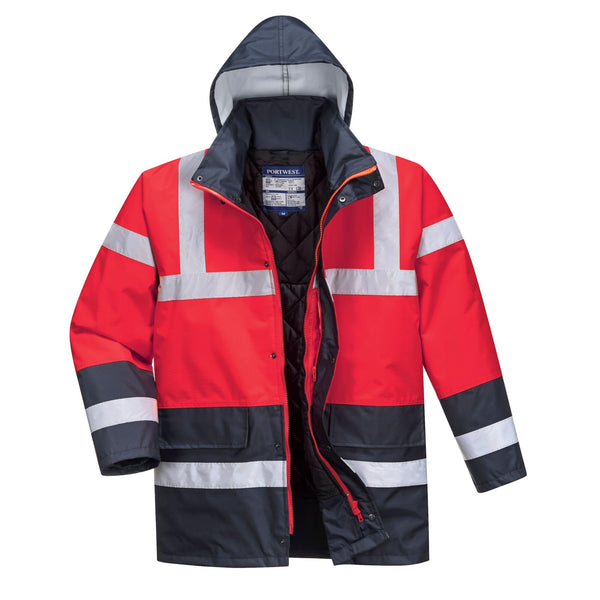 Portwest S466 Men's Waterproof Hi Vis Traffic Jacket - Reflective Safety Coat