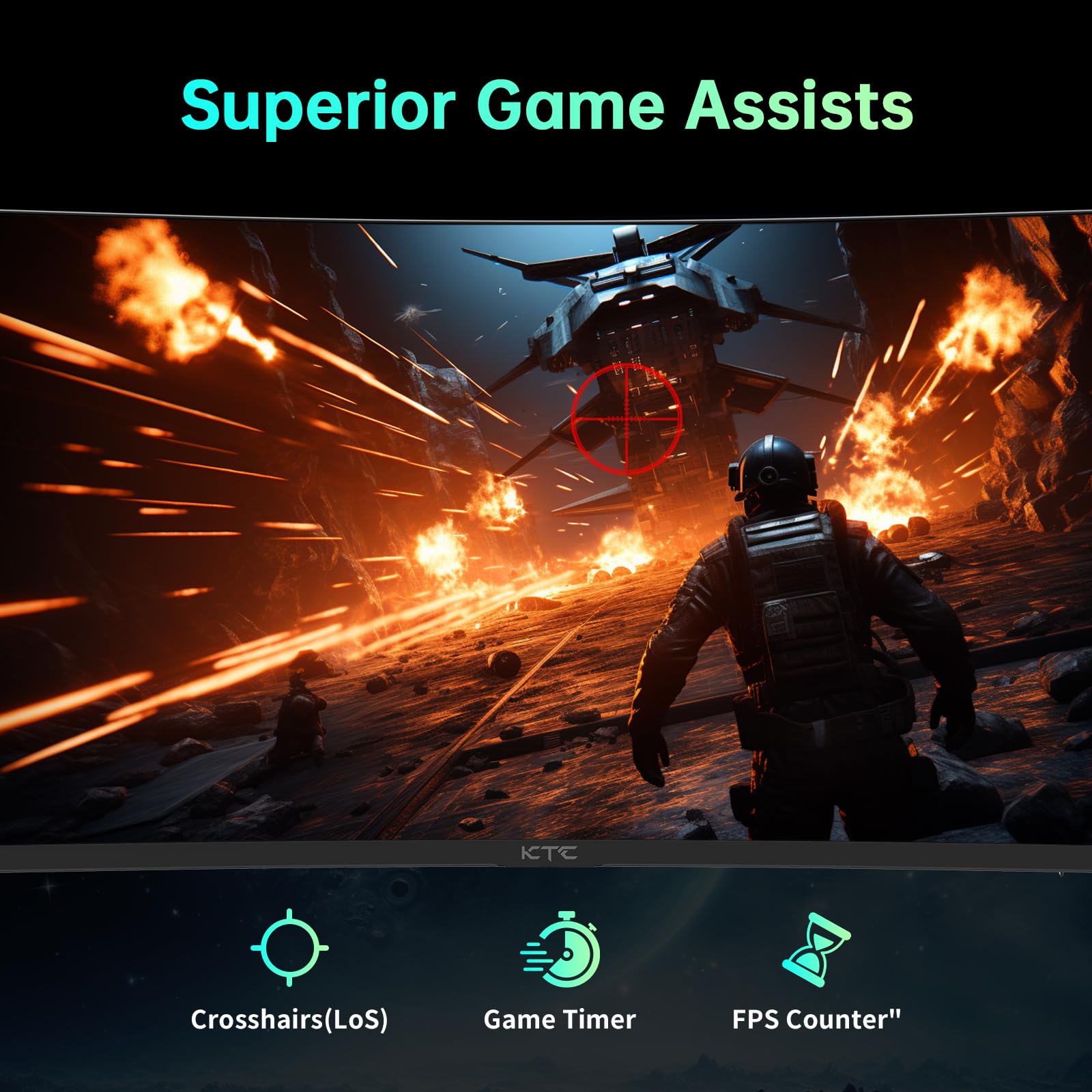 KTC Flat 32 Inch Monitor, QHD 1440P 2K@100Hz IPS Large Computer Monitor, Ultra Thin Bezels, Anti-Blue Light, HDR10, 103% sRGB, 86% DCI-P3, 350 Nits, 3ms MPRT, Adaptive Sync for Working and Gaming