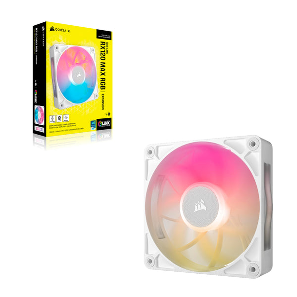 CORSAIR iCUE LINK RX120 MAX RGB 120mm PWM Thick Fans with iCUE LINK System Hub – High-Static Pressure – Magnetic Dome Bearing – Triple Pack – White