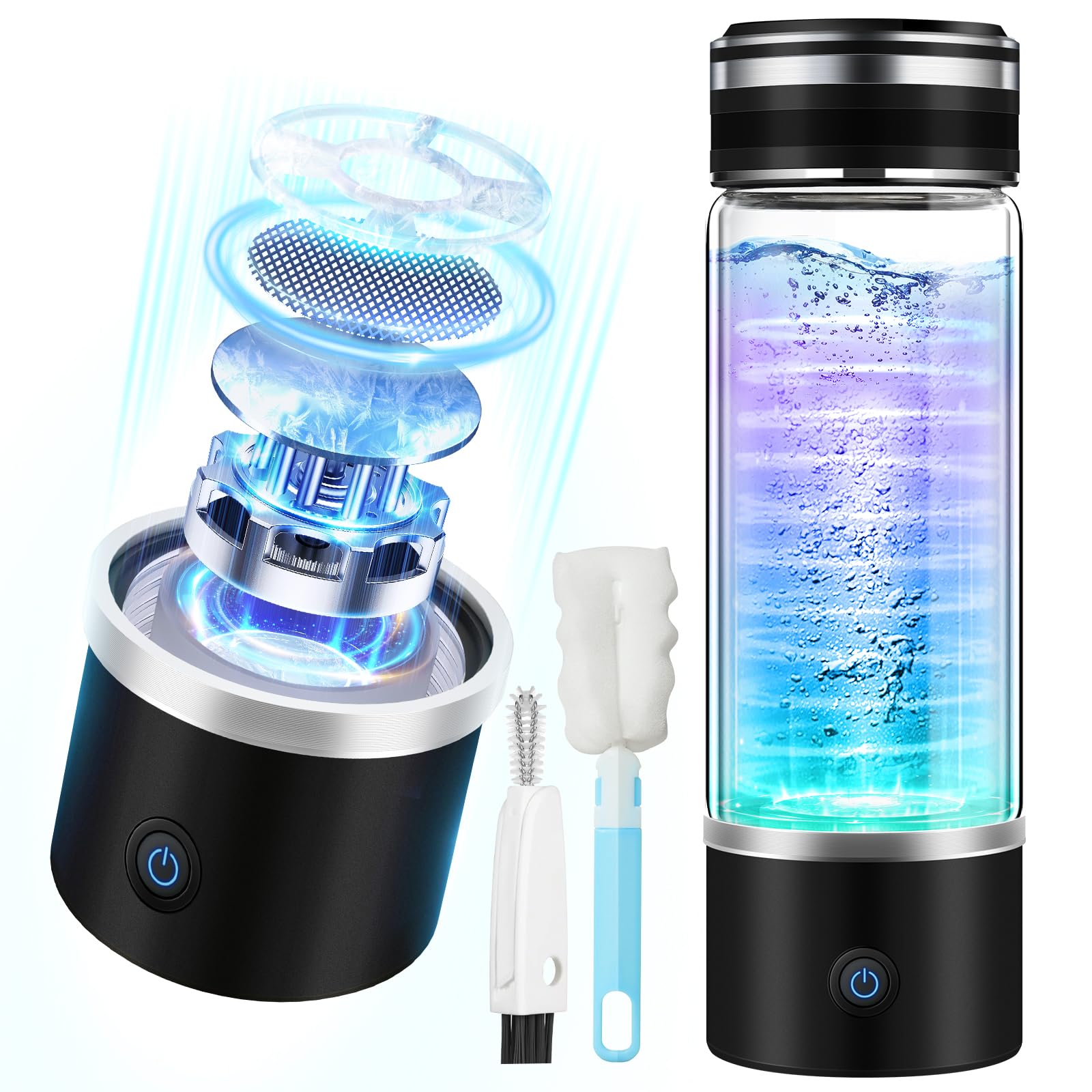 Upgrade 3-in-1 Hydrogen Water Bottle Generator - Industry TOP - 24-Hour Hydrogen Lock | 0 Chlorine & 0 Ozone | 100% Leak-Proof Seal, Hydrogen Water Bottle Generator